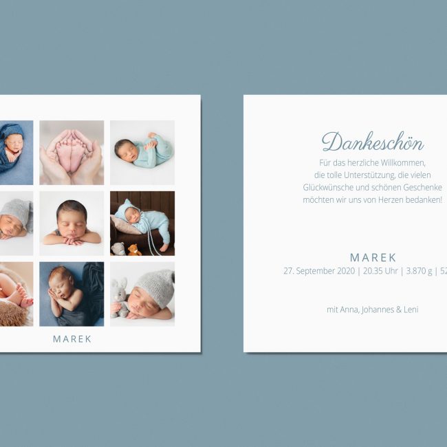 Mats - Schlichte, Quadratische Dankeskarte mit 9 Fotos
