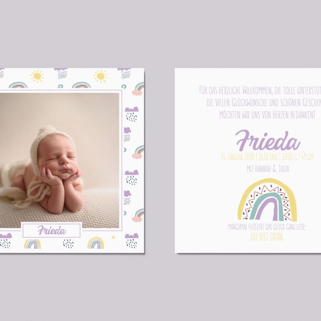 Frida - Dankeskarte zur Geburt im All Over Print